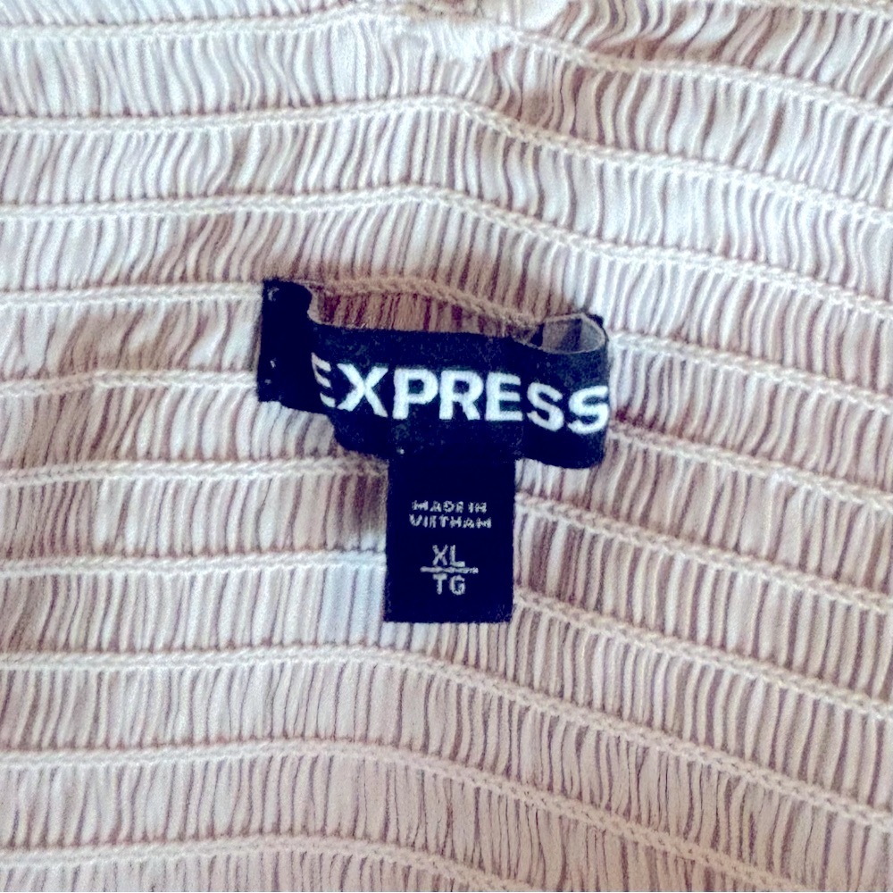 Express Cream Ruffled Ribbed Blouse - Picture 3 of 3
